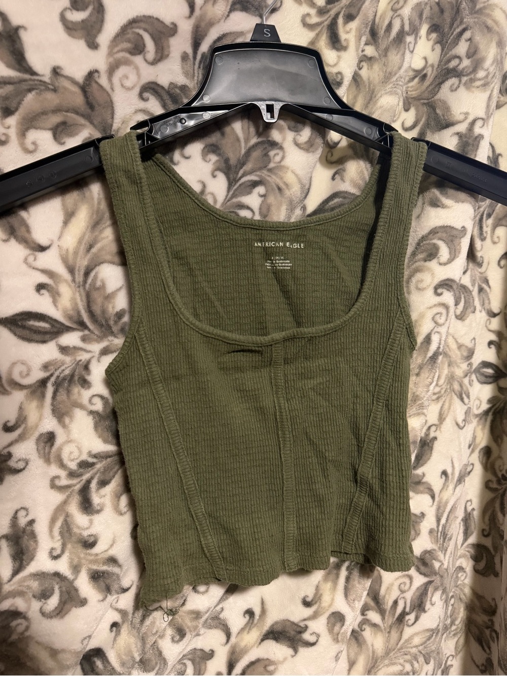 American Eagle Outfitters Olive Ribbed Scoop Neck Tank
